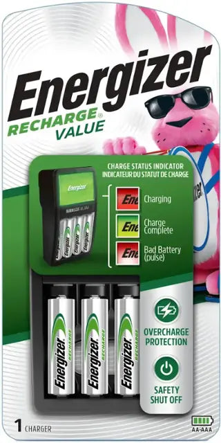 Energizer - Recharge Value Charger for NiMH Rechargeable AA and AAA Batteries