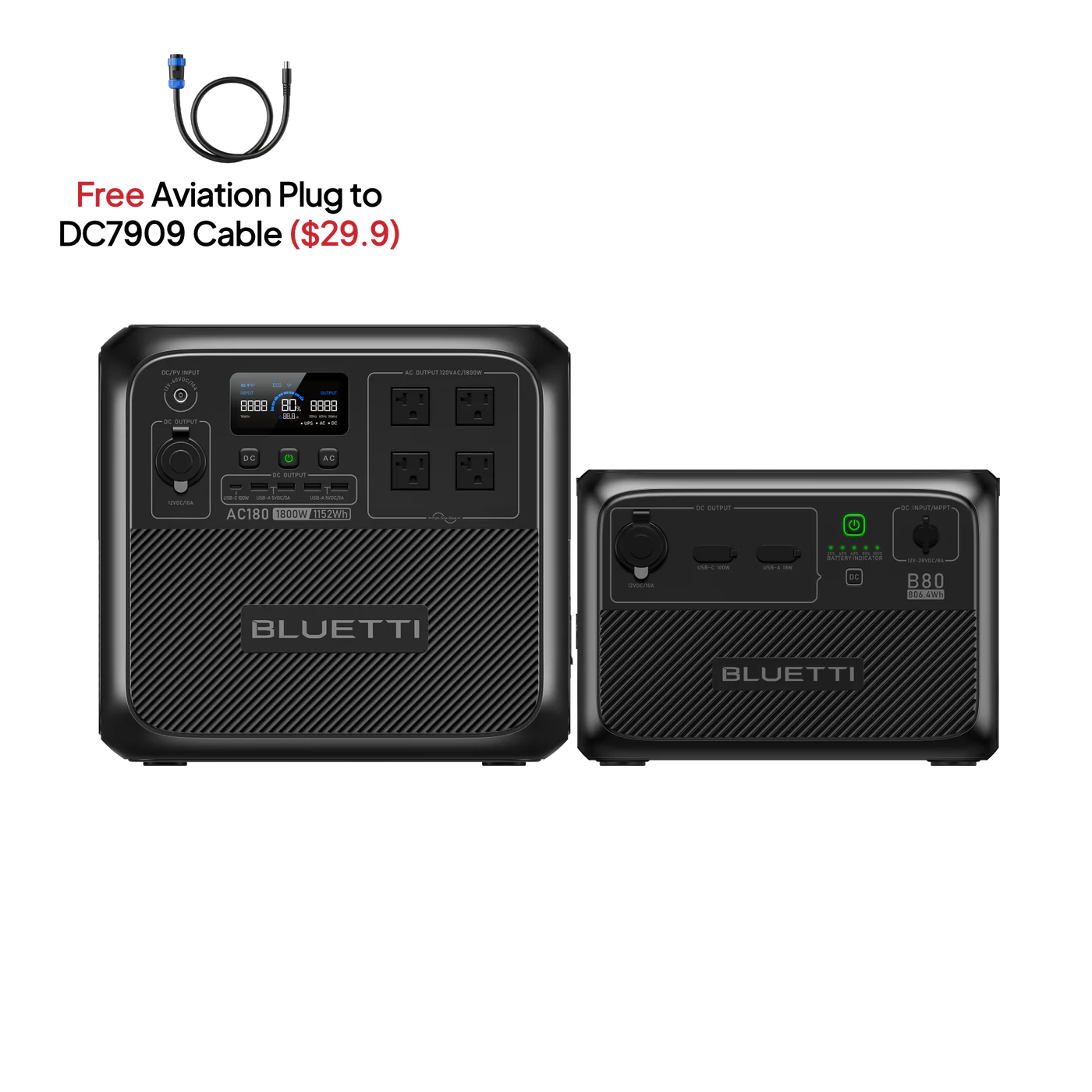 BLUETTI AC180 Solar Portable Power Station | 1,800W 1,152Wh