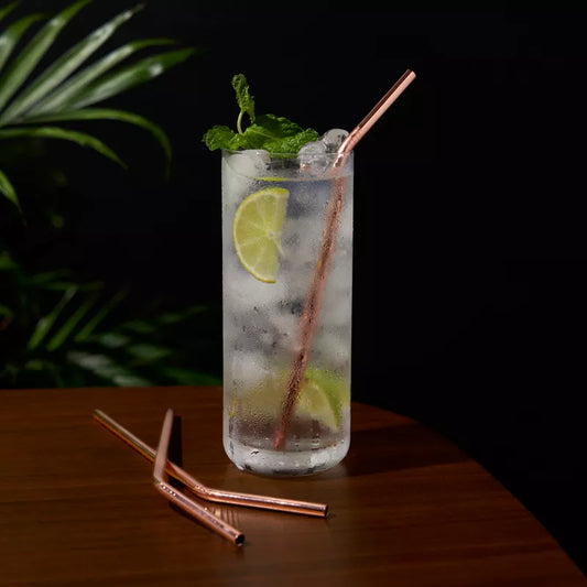 Viski Copper Metal Straws, Set of 4