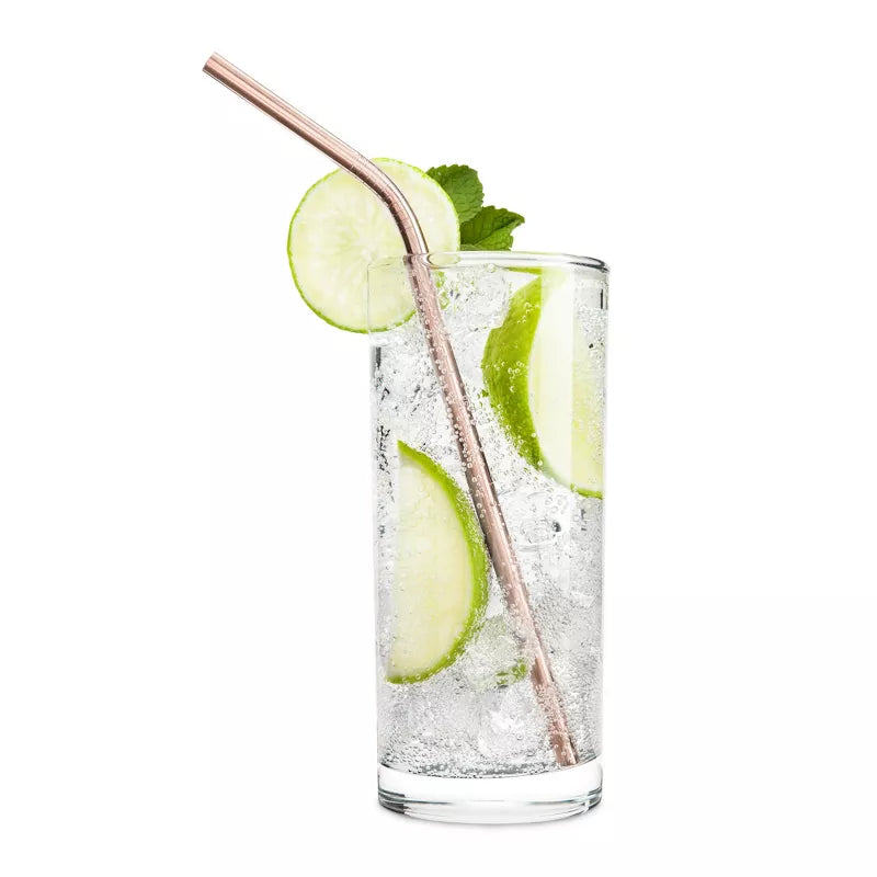 Viski Copper Metal Straws, Set of 4