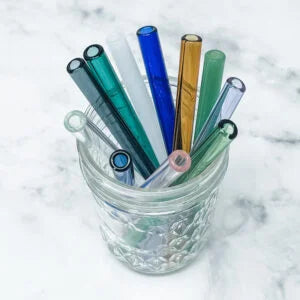 6″ Clear Glass Straw Set of 6