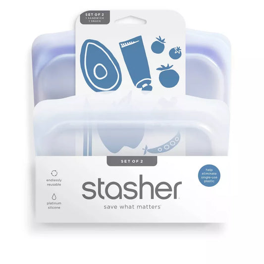 Stasher Premium Silicone Reusable Food Storage Sandwich & Snack Set - 2pk